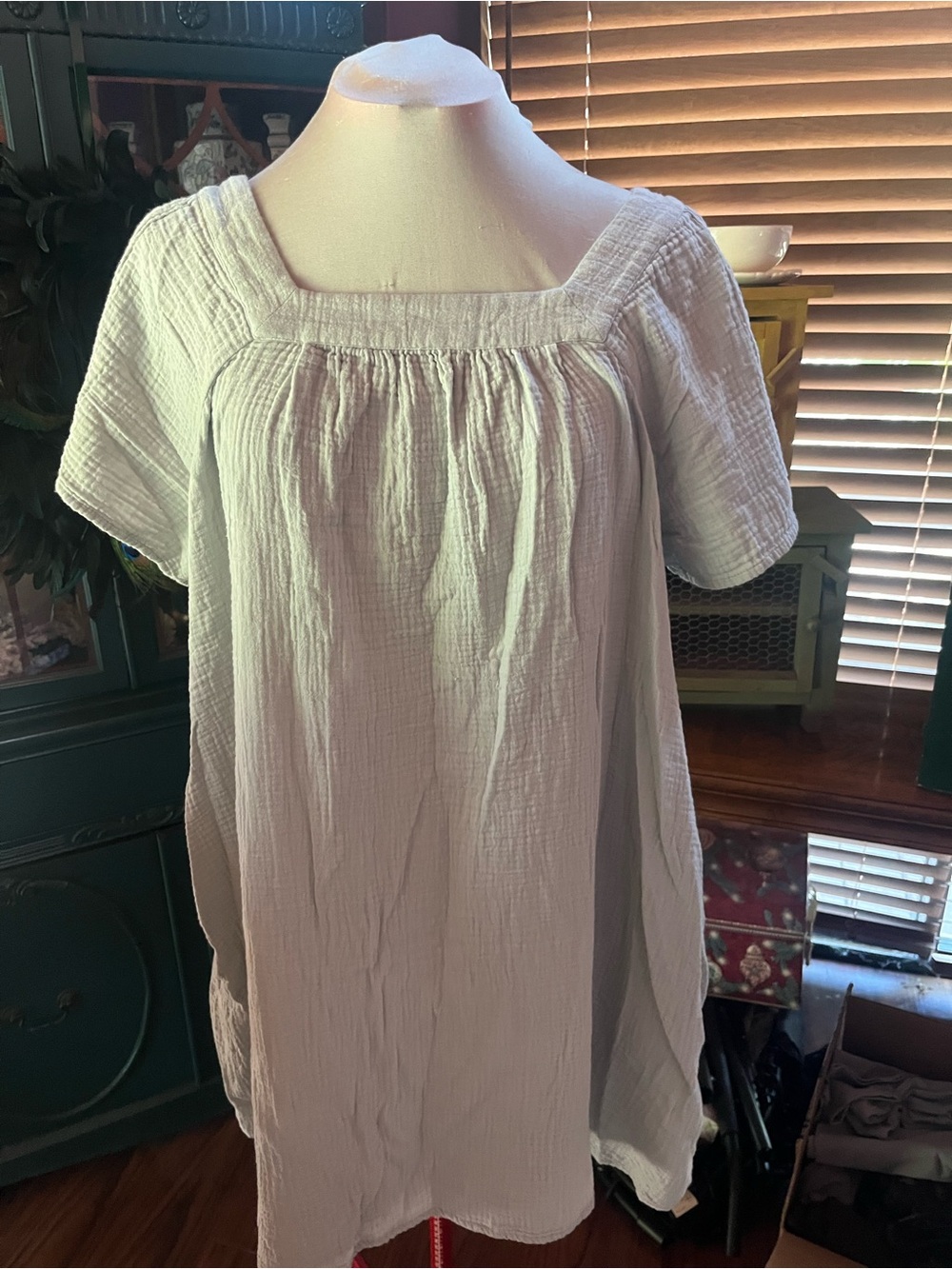 Madewell light grey Cotton Gauze Square-Neck Midi Dress XL